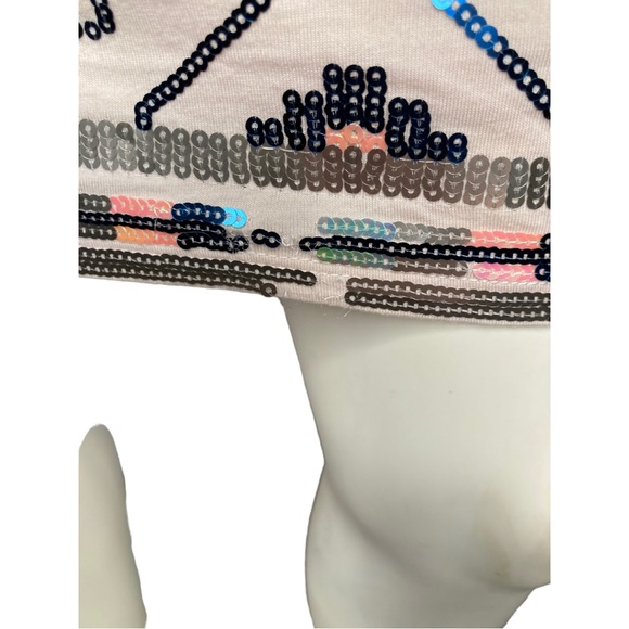 EXPRESS Cream & Multicolor Sequin Tribal Aztec Mini Skirt, M - Picture 6 of 6